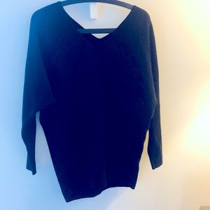 Black ribbed v neck sweater